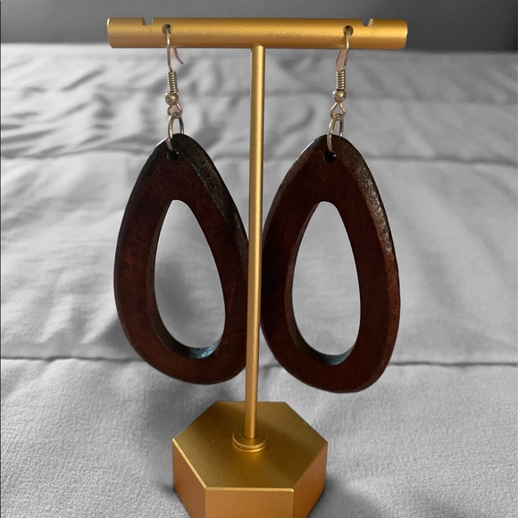 Jewelry - Brown Water drop Wooden Earrings